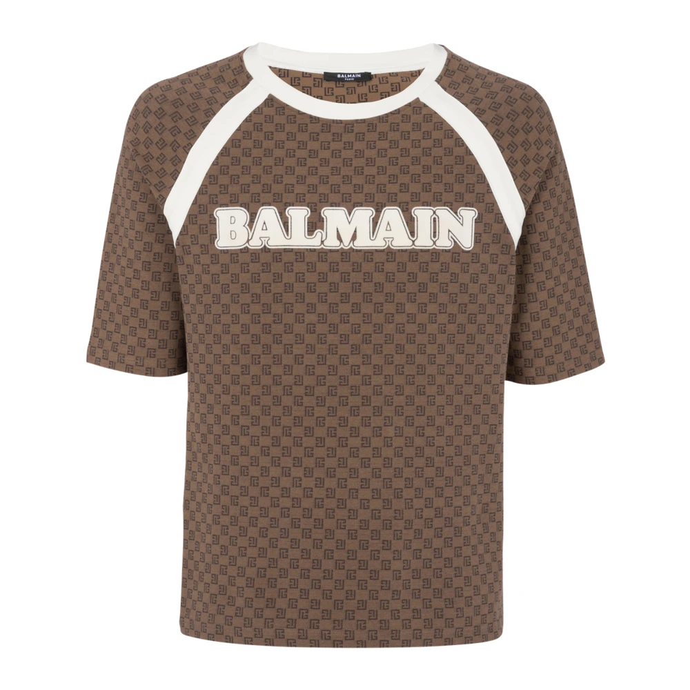 Balmain Retro mini monogram T-shirt Brown Heren