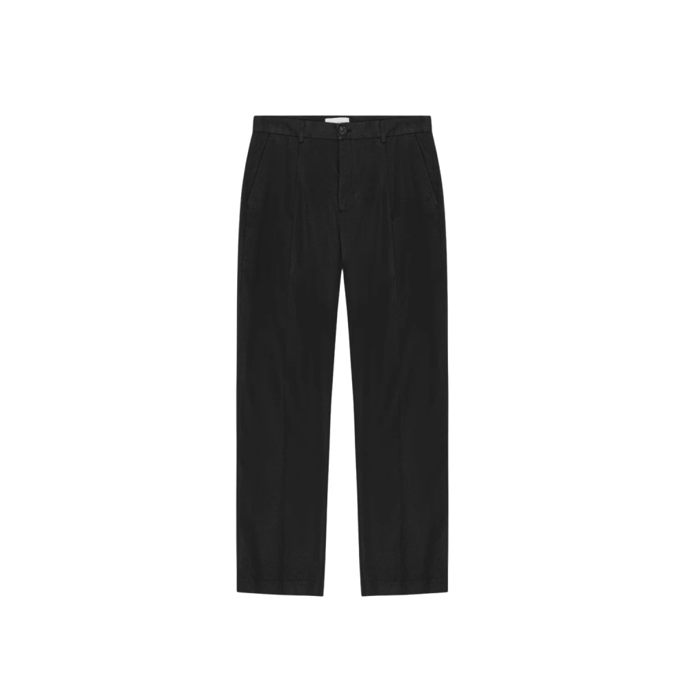 Les Deux Men's Black Straight Trousers, W32 L32, Reece Pleated Twill Suit Trousers