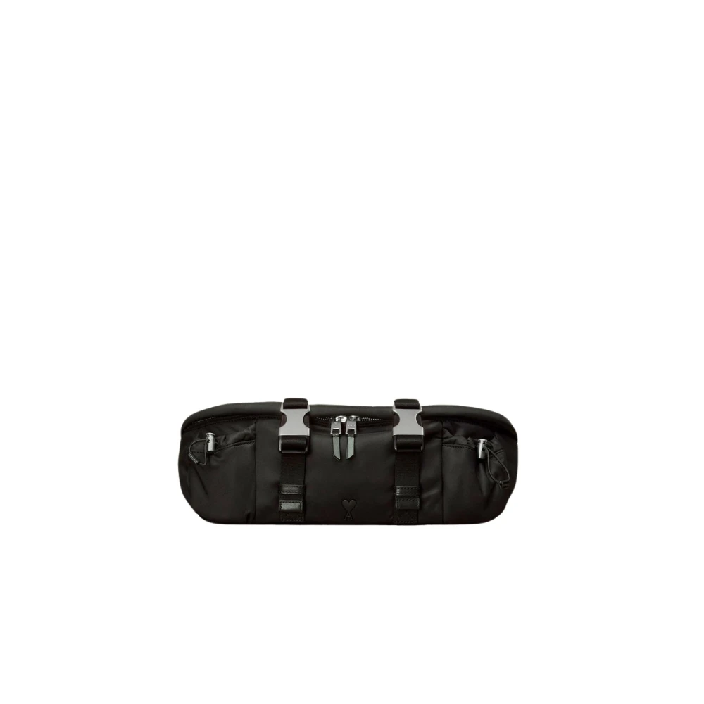 Ami Paris Verstelbare schoudertas met meerdere zakken Black Unisex