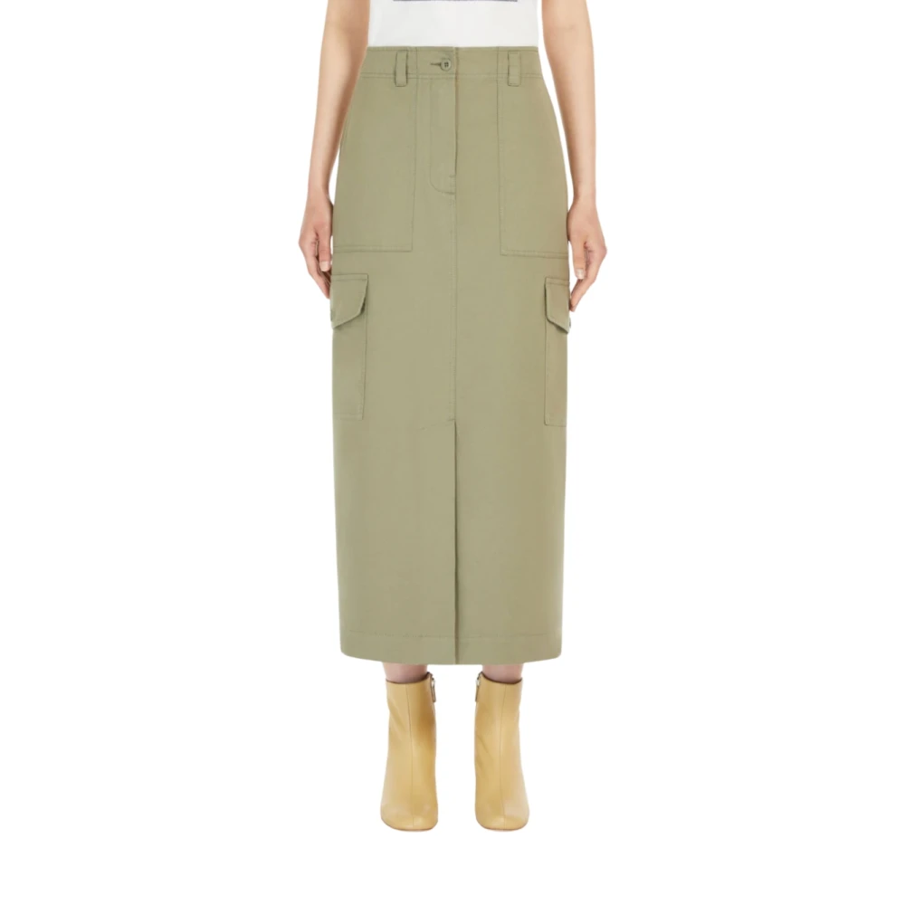 Max Mara Canvas Katoen Calais Rok Salie Green Dames