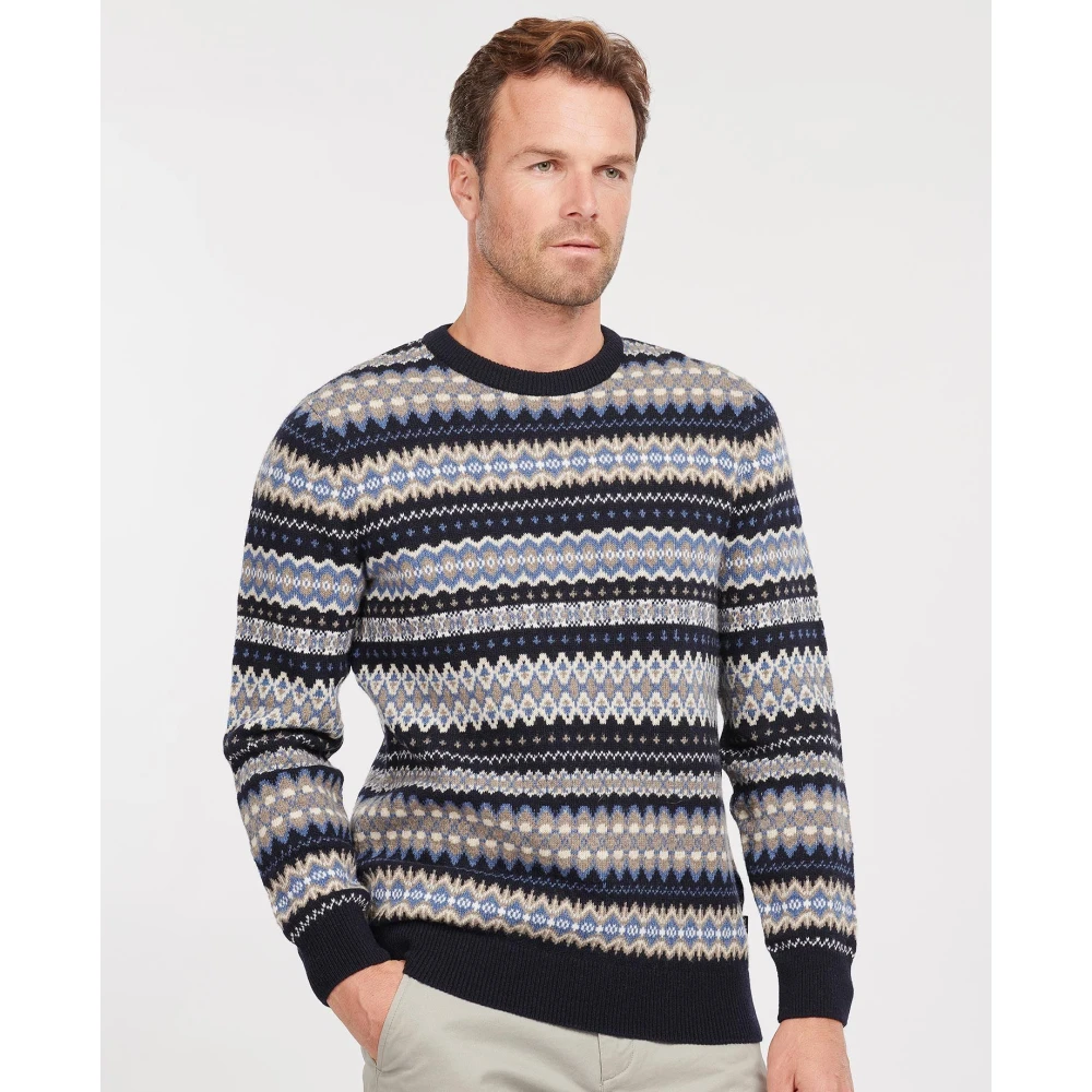 Barbour Fair Isle Trui met Ronde Hals Blue Heren
