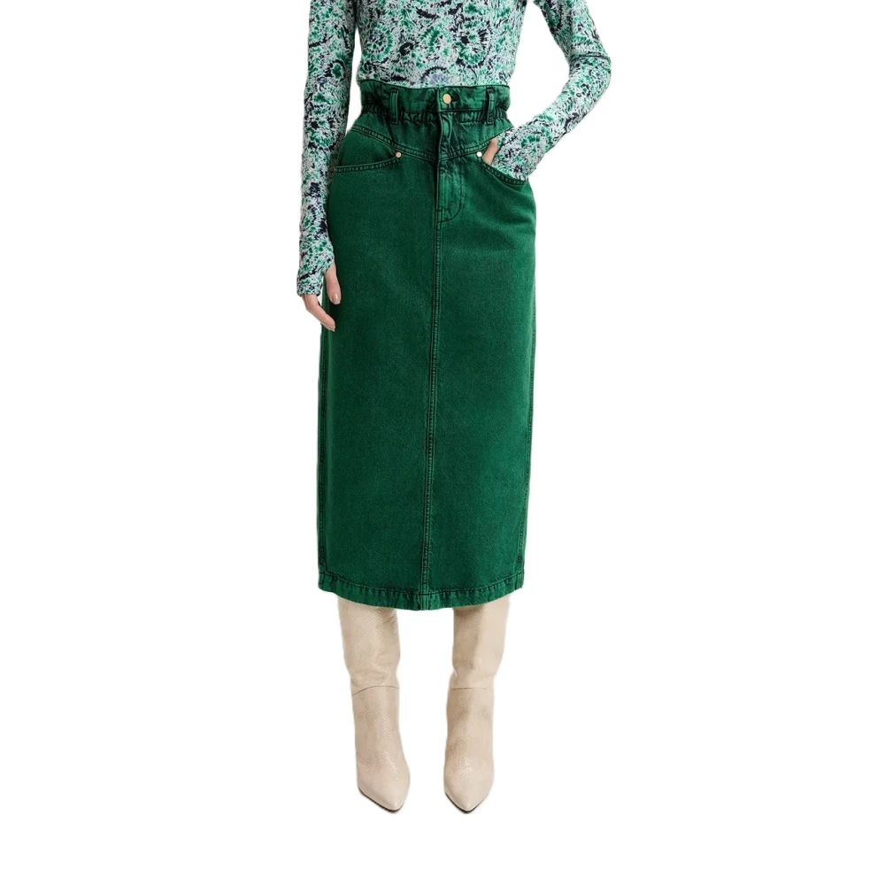 Essentiel Antwerp Grootste Denim Rok Groen Gewassen Green Dames