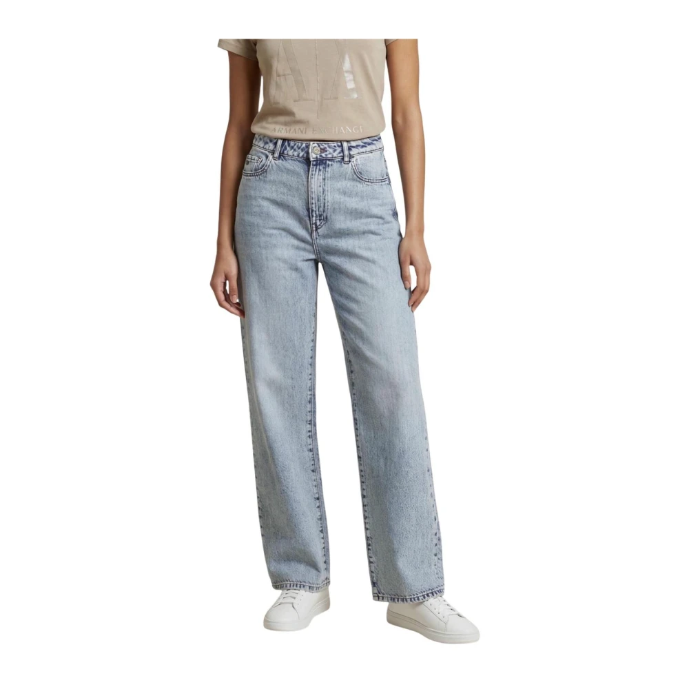 Armani Exchange Women's Blue Denim Jeans With Pockets And Zip Fastening