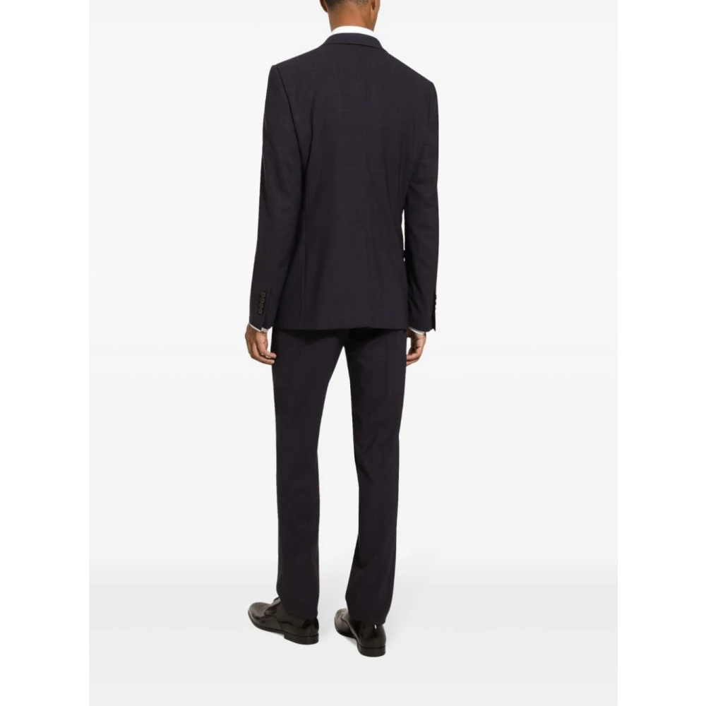 Dolce & Gabbana Blauw Prince of Wales Check Suit Blue Heren