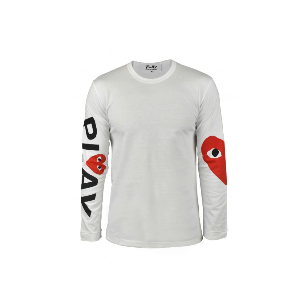 Comme des Garçons Wit Katoenen T-Shirt met Play Print White Heren