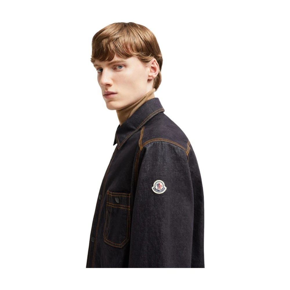 Moncler Donkerblauwe Denim Shirt met Regenwerende Voering Blue Heren