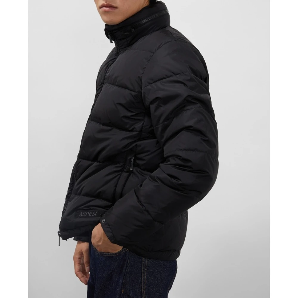 Aspesi Zwarte donsjas met capuchon Black Heren