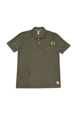 polo-vert-a-manches-courtes-peint-a-la-main
