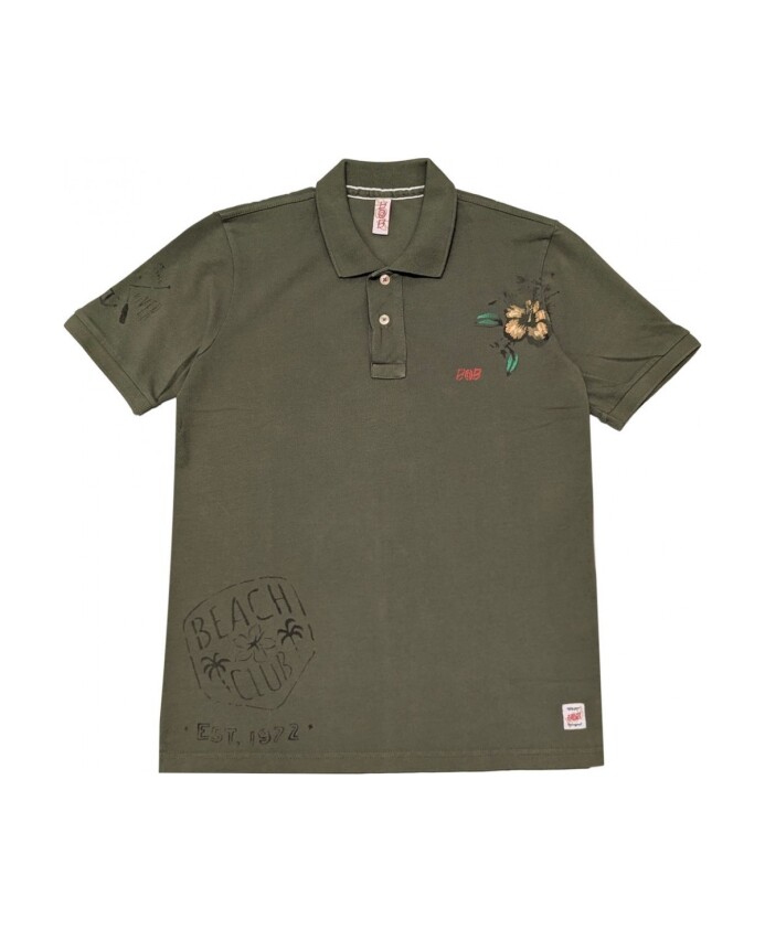 polo-vert-a-manches-courtes-peint-a-la-main