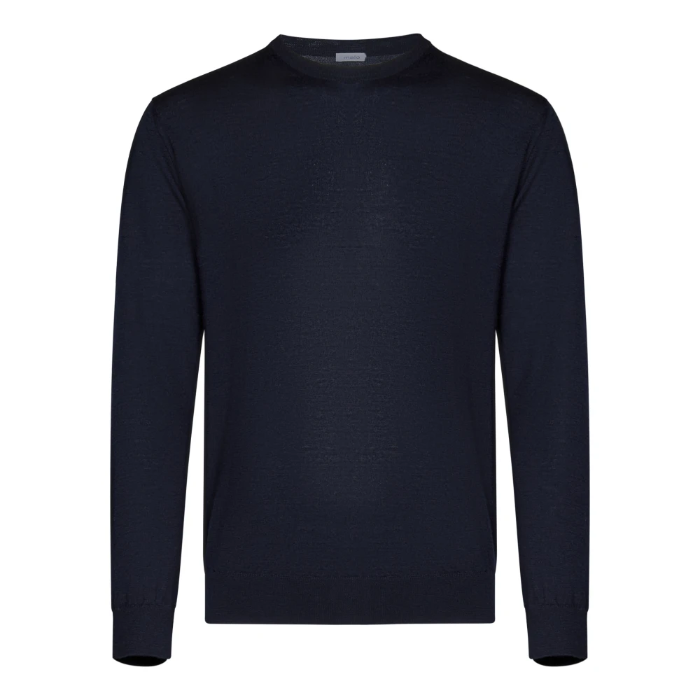 Blå Crewneck Cashmere Silke Genser