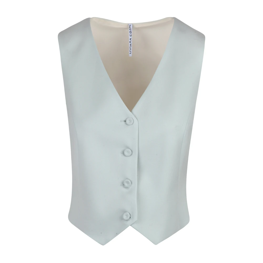 Liviana Conti Wollen blend V-hals mouwloos Gilet Green Dames