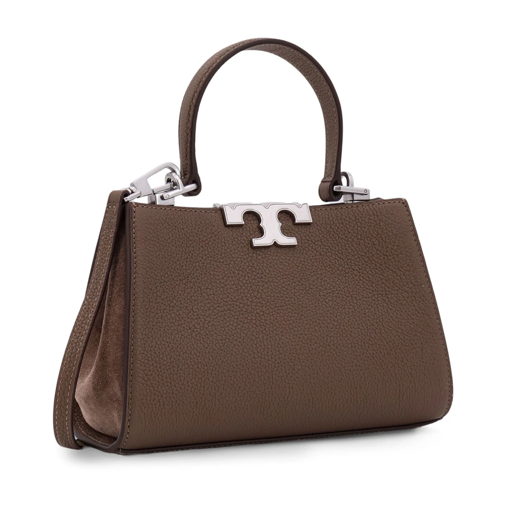 TORY BURCH Mini leren handtas met suède inzetstukken Brown Dames