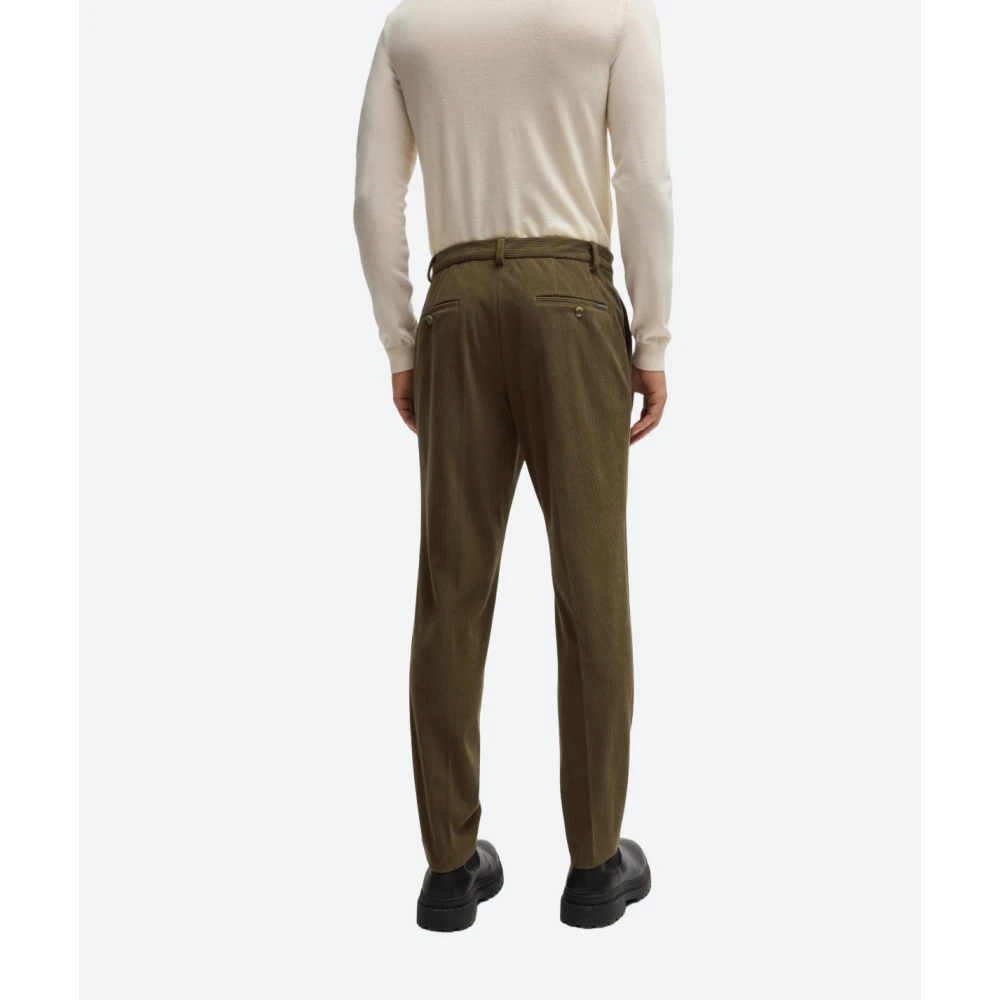 Hugo Boss Stretch ribfluwelen broek Green Heren