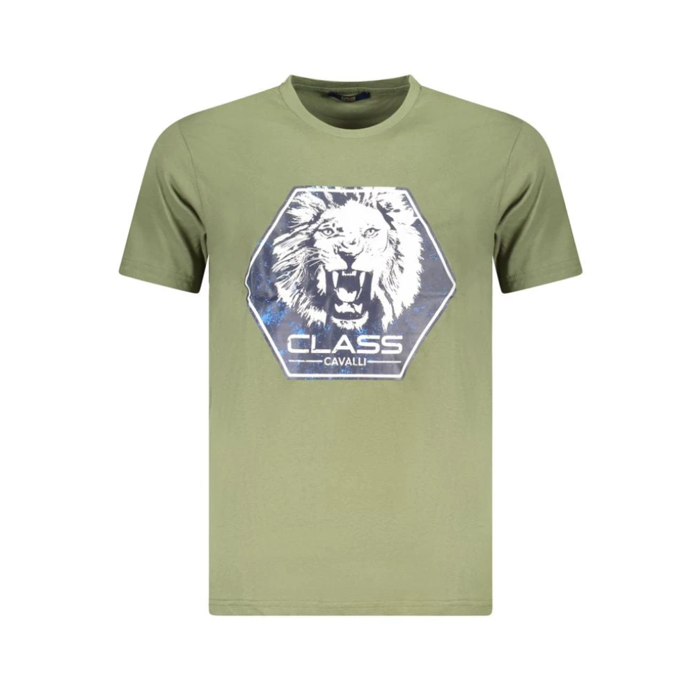 Cavalli Class , T-Shirts, Male, Green, M, Crew Neck T-Shirt