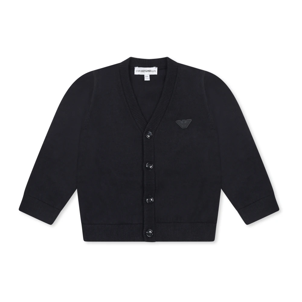 Emporio Armani Unisex Blauw Katoen Wollen Vest Met Logo