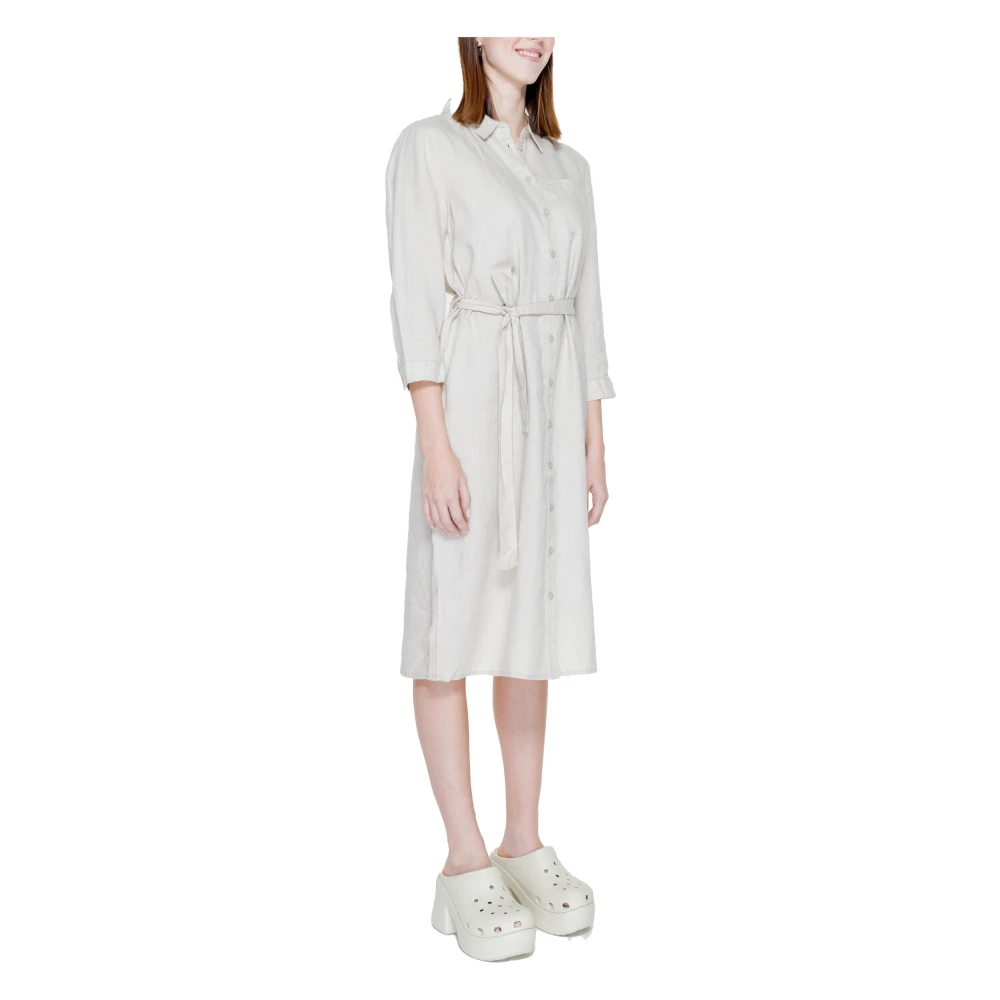 Street One Beige Linnen Knoopjurk 3 4 Mouwen Beige Dames