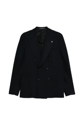 Stickad dubbelknäppt blazer
