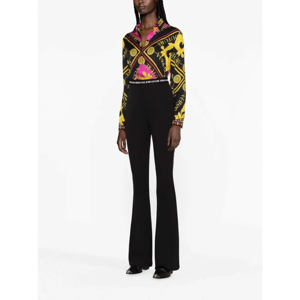 Versace Jeans Couture Zwarte Gouden Roze Blouse met Ketting Multicolor Dames