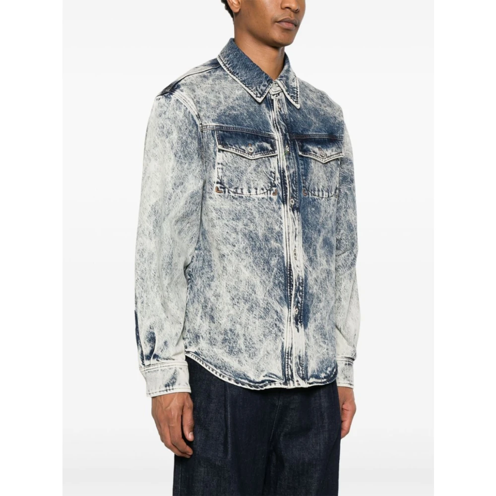 Kenzo Blauwe Denim Shirt met Zakken Blue Heren