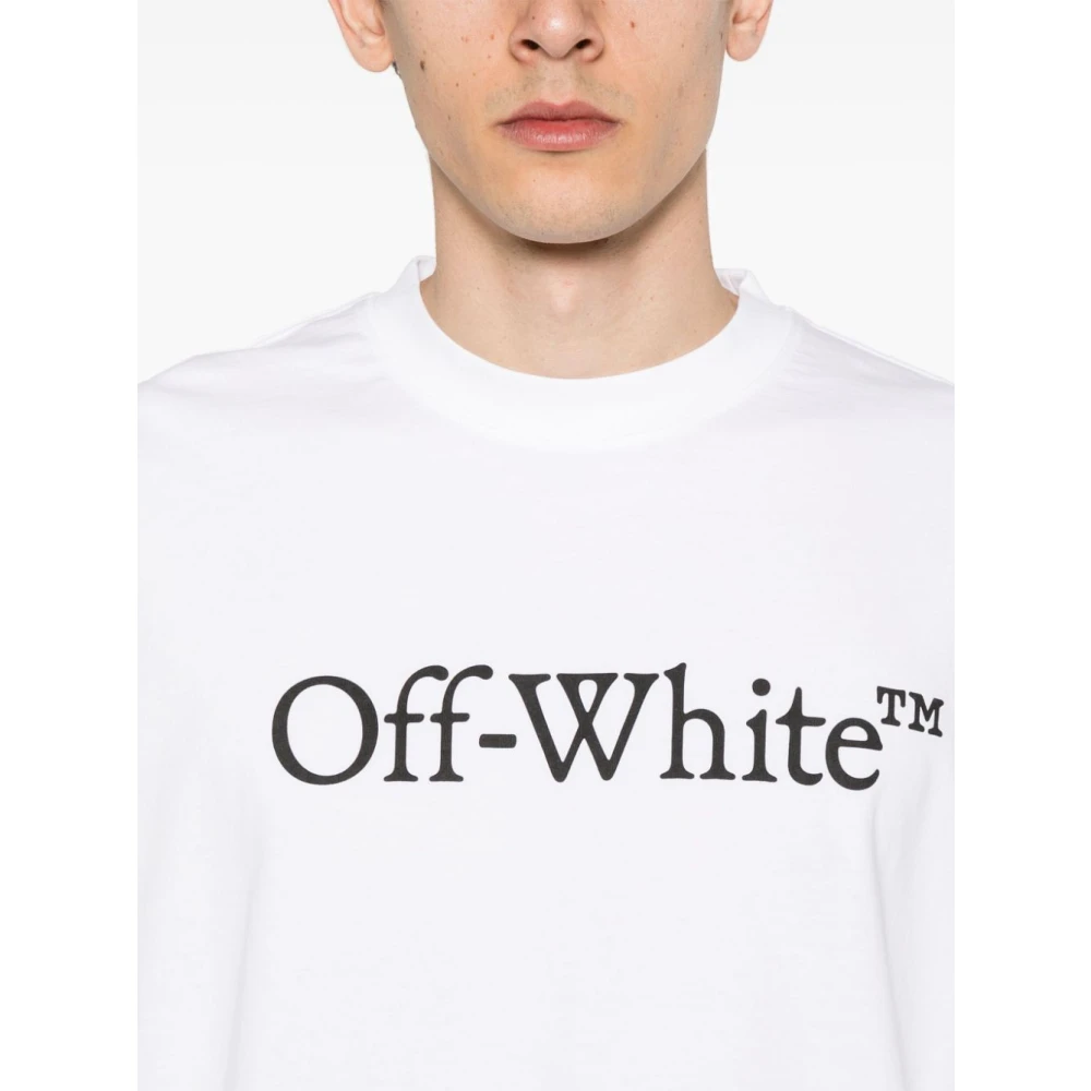 Off White Logo Print Crew Neck T-shirts White Heren
