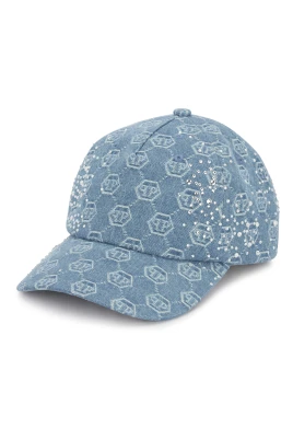 Denim Baseballkeps Monogram Strass