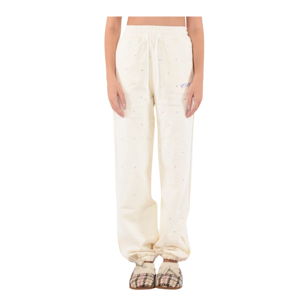 Msgm Joggers met All-Over Micro Strass Beige Dames