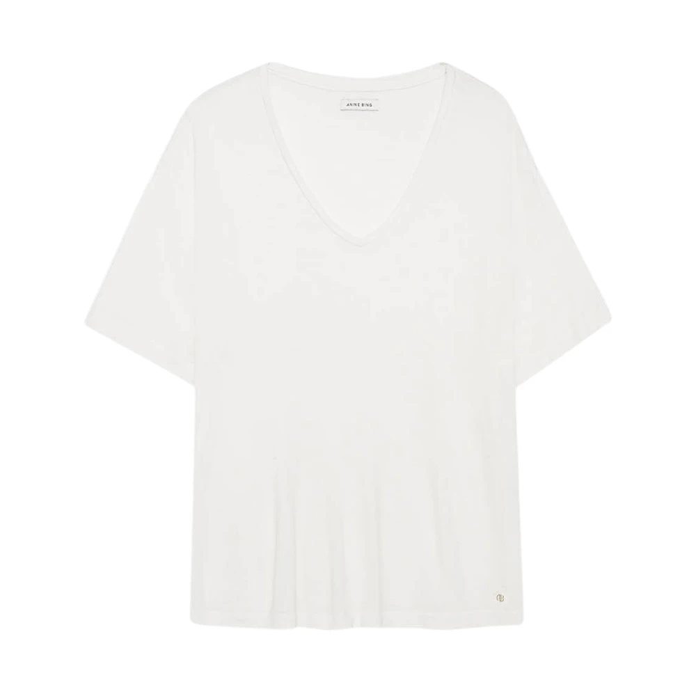 Anine Bing Witte Vale Tee Off White Cashmere Blend Topper White Dames