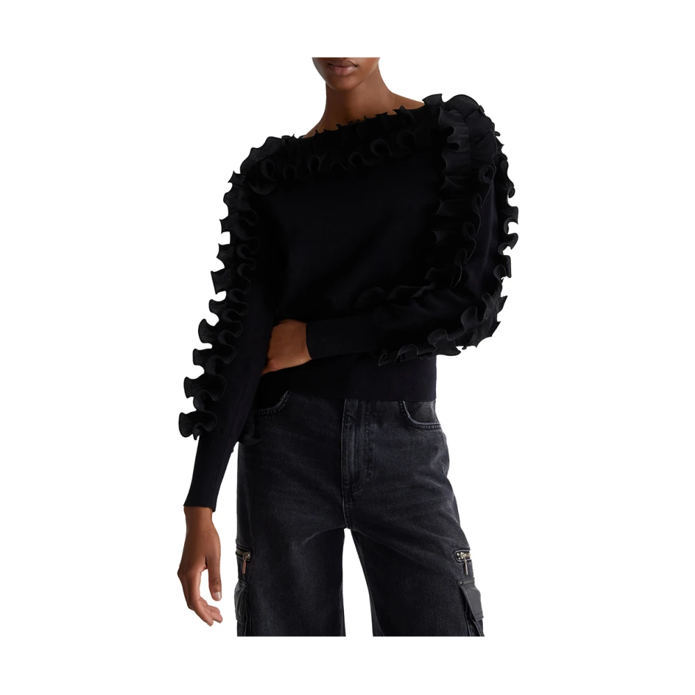 Liu Jo Zwarte trui met schouderdecoraties Black Dames