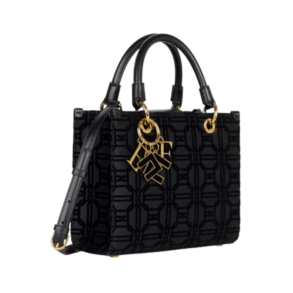Elisabetta Franchi Stijlvolle Leren Tas Black Dames