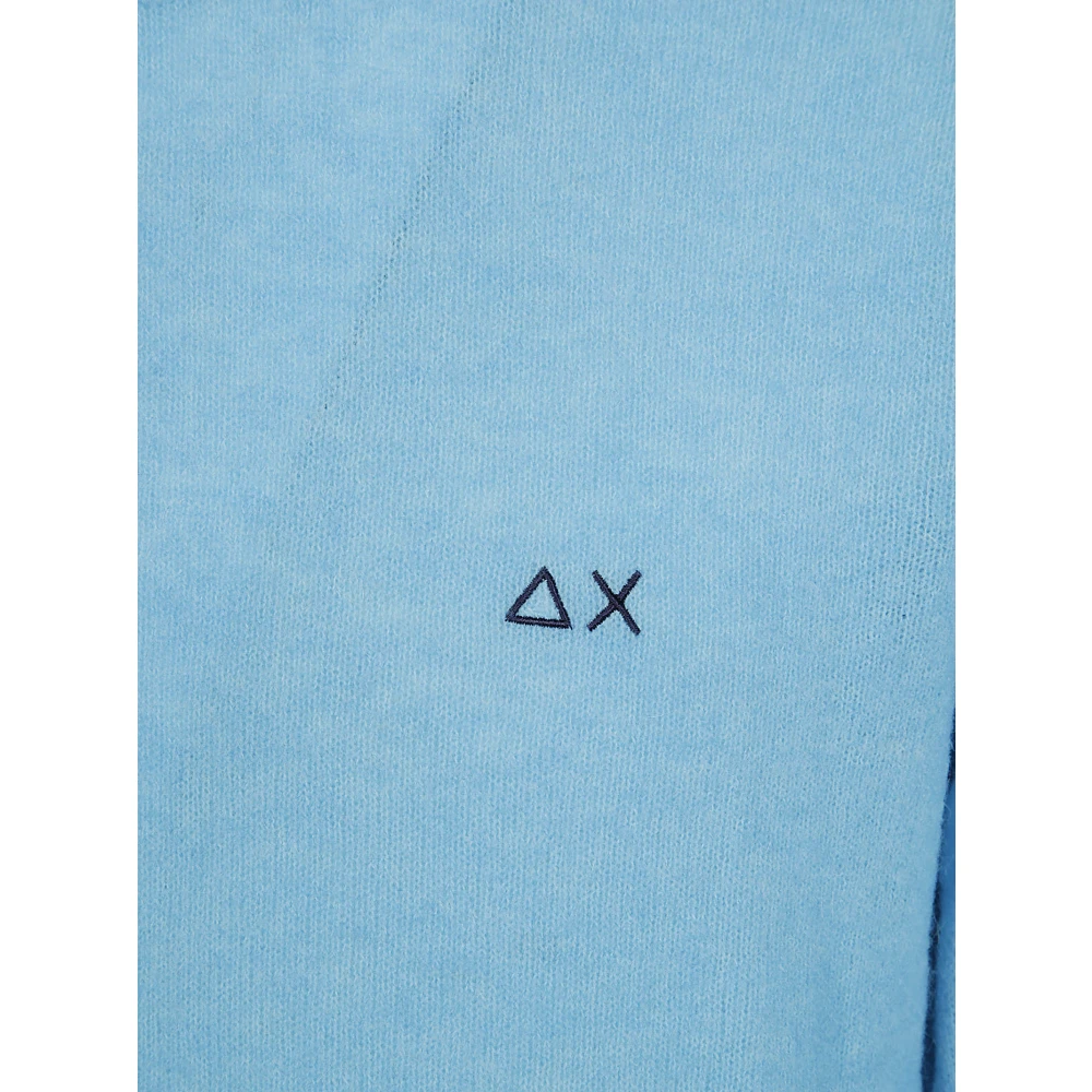 Sun68 Alpaca Solid Ronde Trui Blue Heren