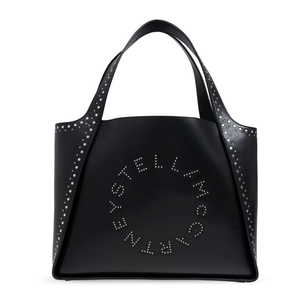 Stella Mccartney Studded Logo Faux Leather Tote Bag Black Dames