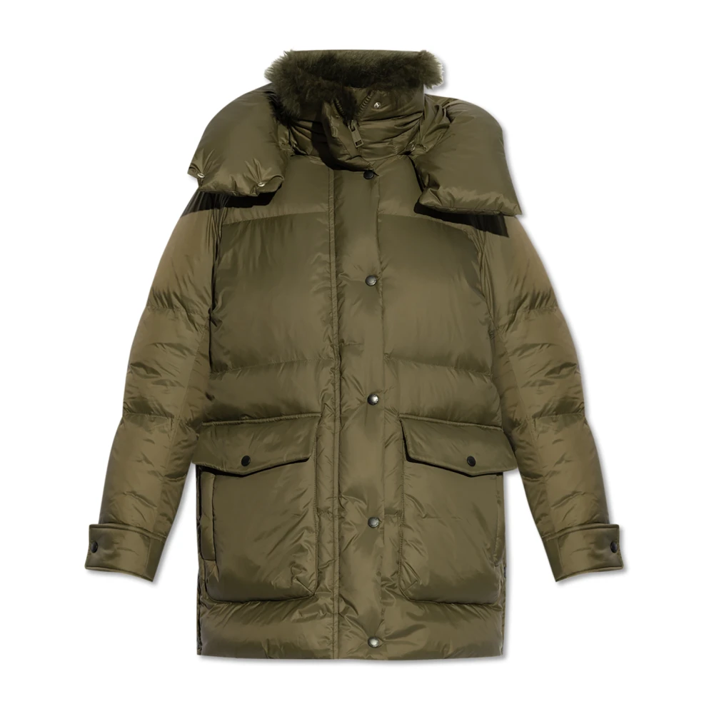 Yves Salomon Donsjack met bontkraag Green Dames