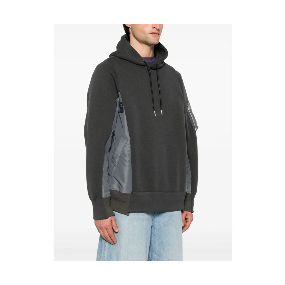 Sacai Grijze Hoodie met Ritszak Gray Heren