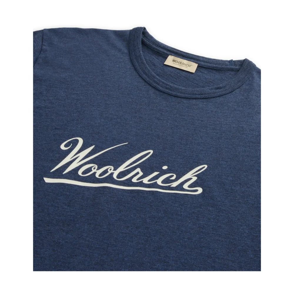 Woolrich Blauwe Crew Neck Bedrukt Logo T-shirts Blue Heren
