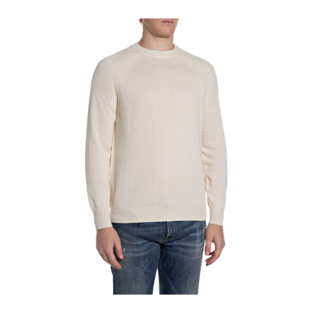 Replay Men's Beige Round-Neck Knitwear, M, Round-Neck Knitwear