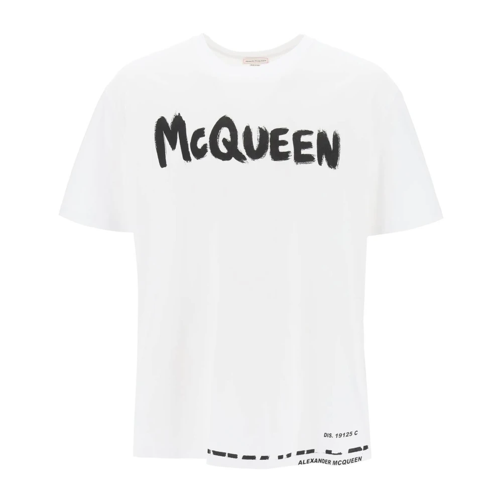 Alexander mcqueen T-Shirt met Graffiti Print en Lettering White Heren