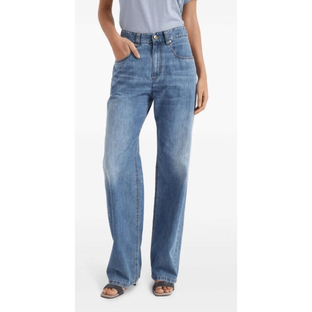 Khaite Lichtblauwe High-Waisted Denim Jeans Blue Dames