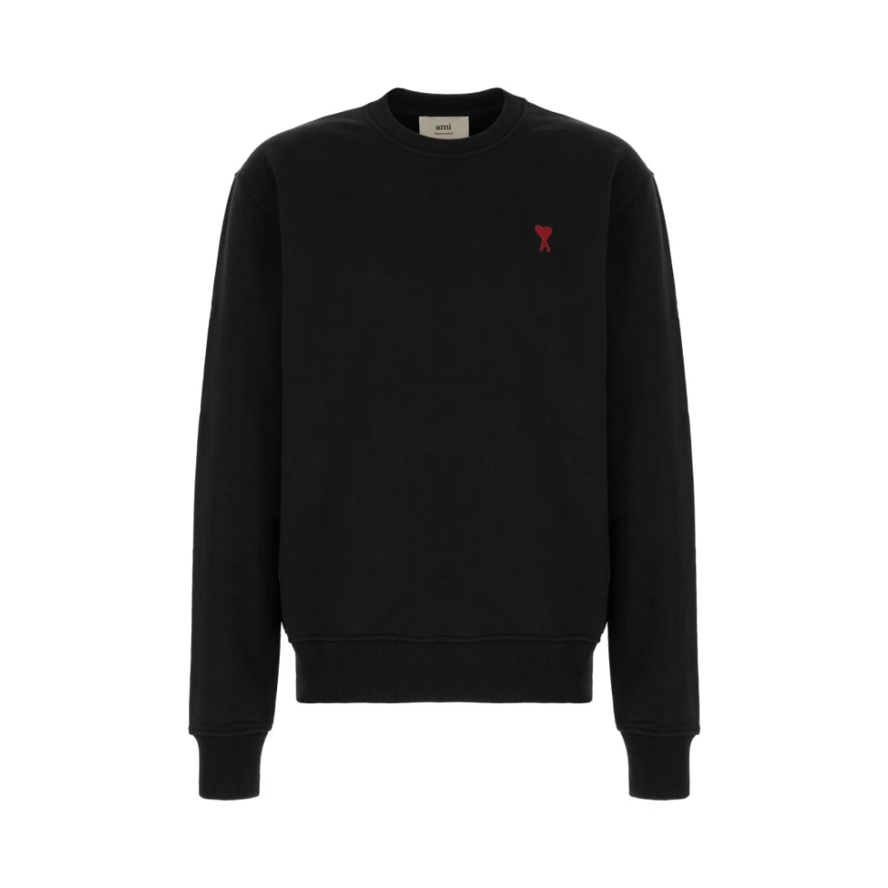 Ami Paris Mannelijk Zwart Hoodies & Sweatvesten Heren, L, Katoen, Ami De Coeur Sweatshirt