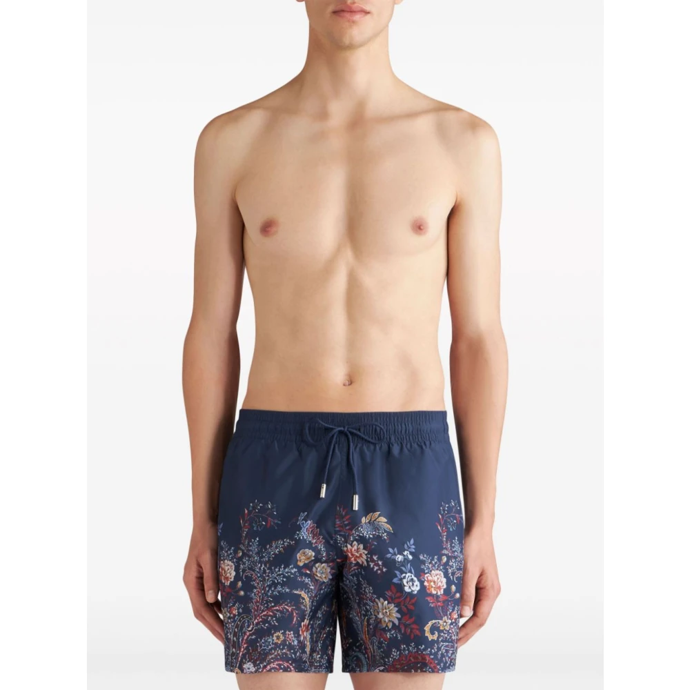 ETRO Zwemboxer met Bloemenprint Blue Heren
