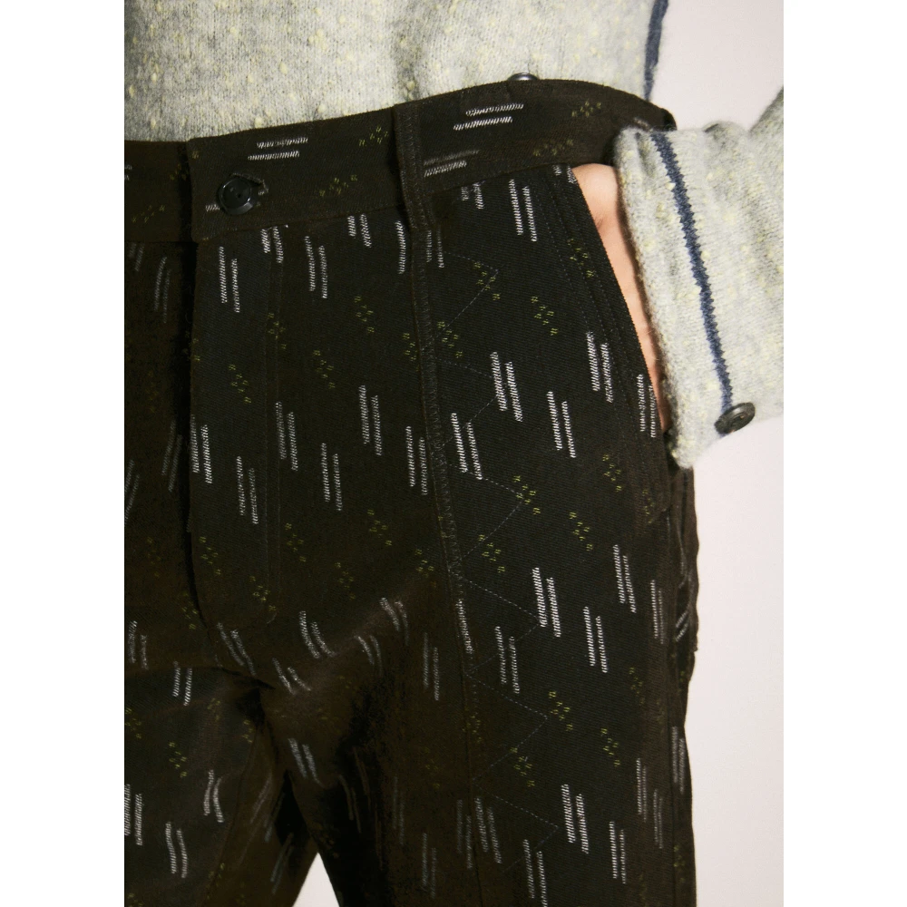 Kiko Kostadinov Jacquard Twill Broek met All-Over Motief Brown Heren