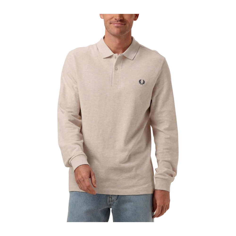 Fred Perry Men's Beige Long Sleeve Polo Shirt - Polo Shirts - Xl - Tops
