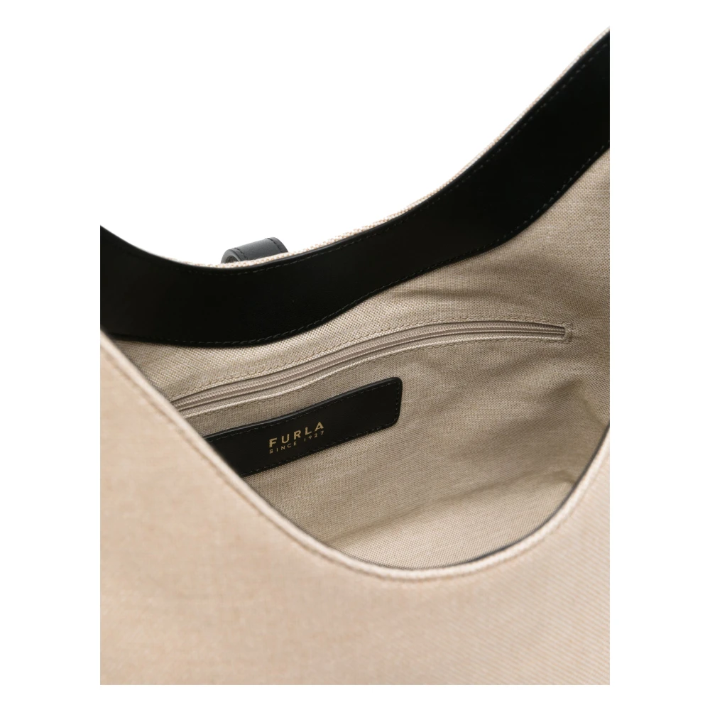 Furla Zwarte Natuurlijke Hobo Tas Beige Dames
