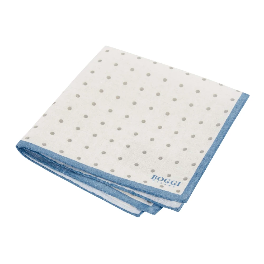 Boggi Milano Polka Dot Linnen Zakdoek Beige Heren