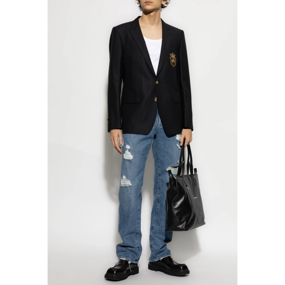 Dolce & Gabbana Wollen blazer met applicatie Black Heren