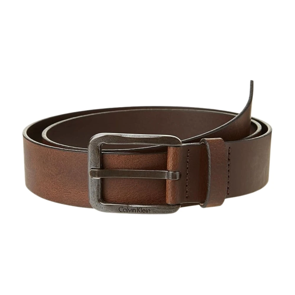 Calvin Klein Men's Brown Belts, 100 Cm, Metal Logo Belt