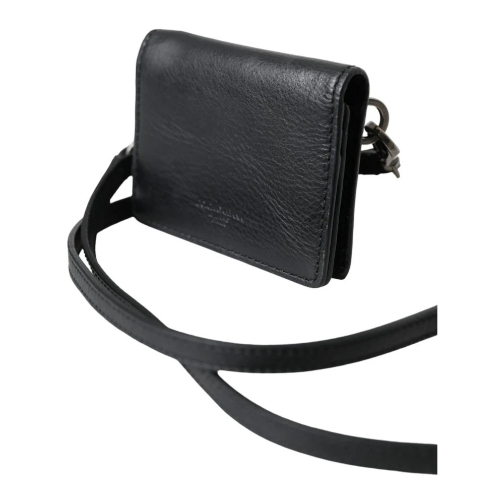 Dolce & Gabbana Zwarte leren Bifold kaarthouder portemonnee Black Dames