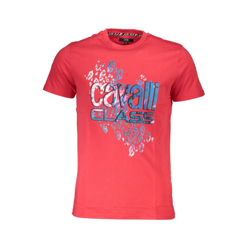 Cavalli Class Rode Katoenen Bedrukt Logo T-Shirt Red Heren