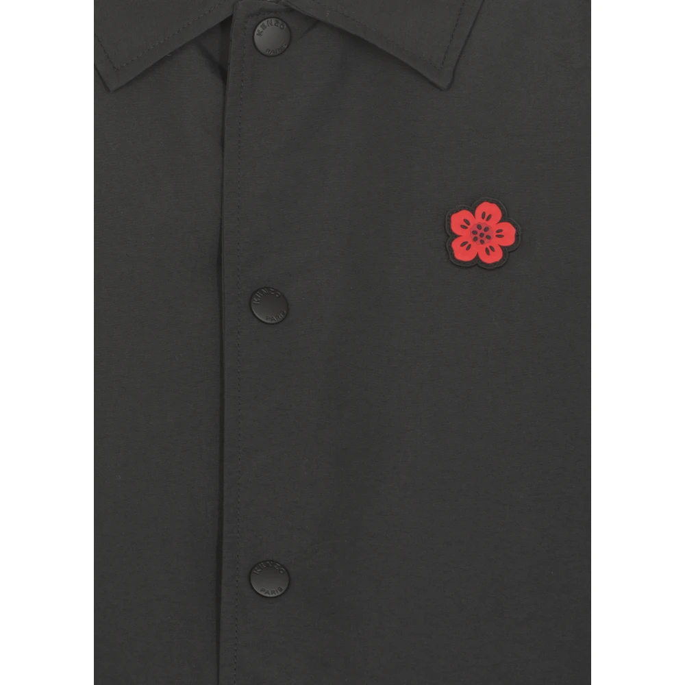 Kenzo Zwart Tech Fabric Shirt Kraag Lange Mouwen Black Heren