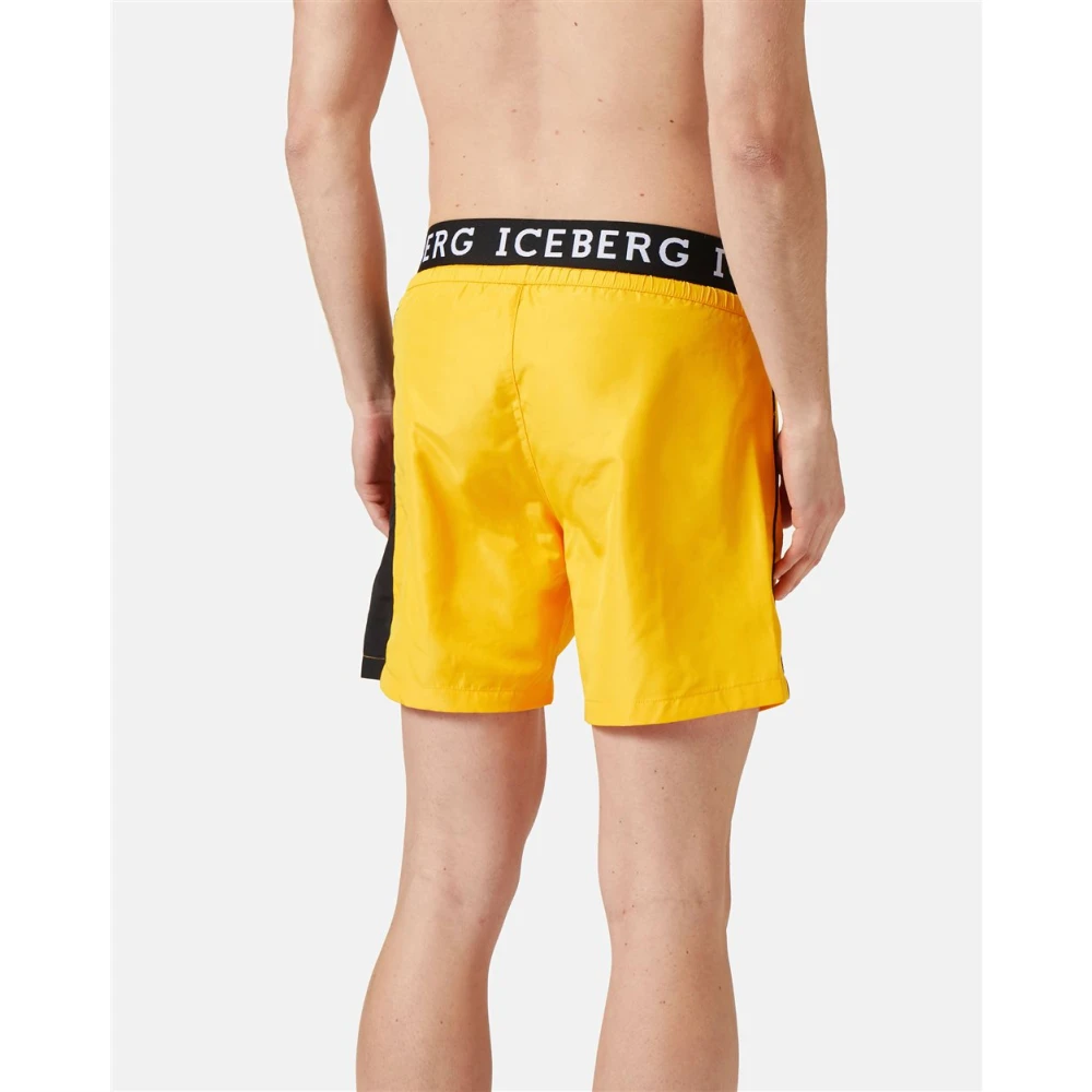 Iceberg Logo Boxer Zwembroek met Trekkoord Taille Blue Heren