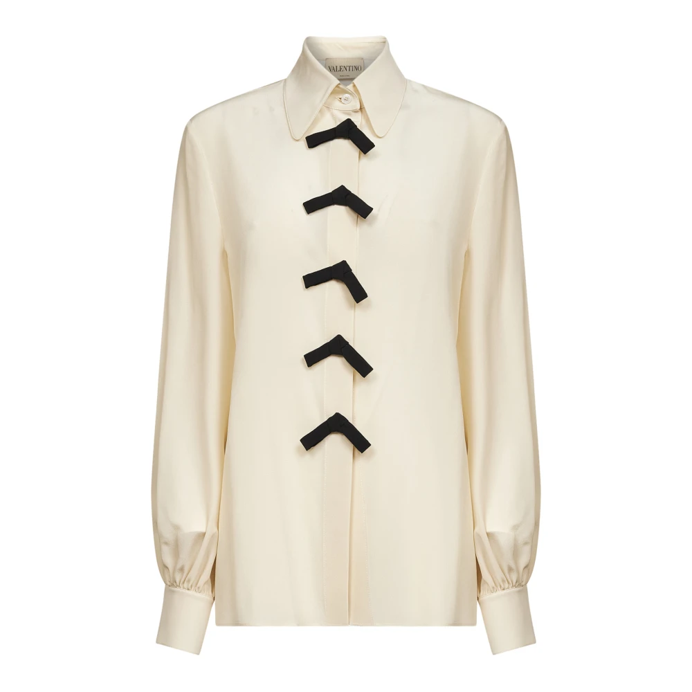 Valentino Women's Beige Silk Shirt With Bow Detail